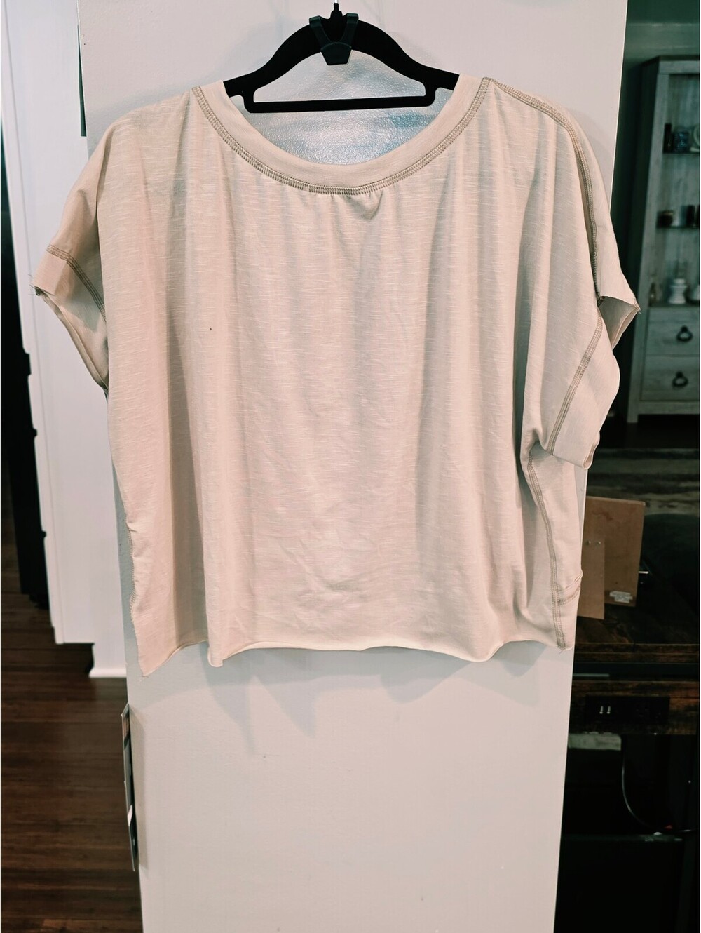 Beige Short Sleeve Top